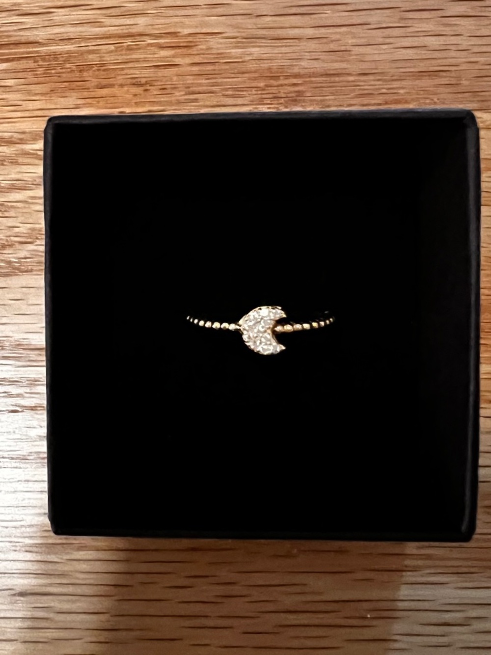14k gold Beaded Moon Ring